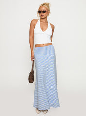 Every Girl Shirred Maxi Skirt Blue Check