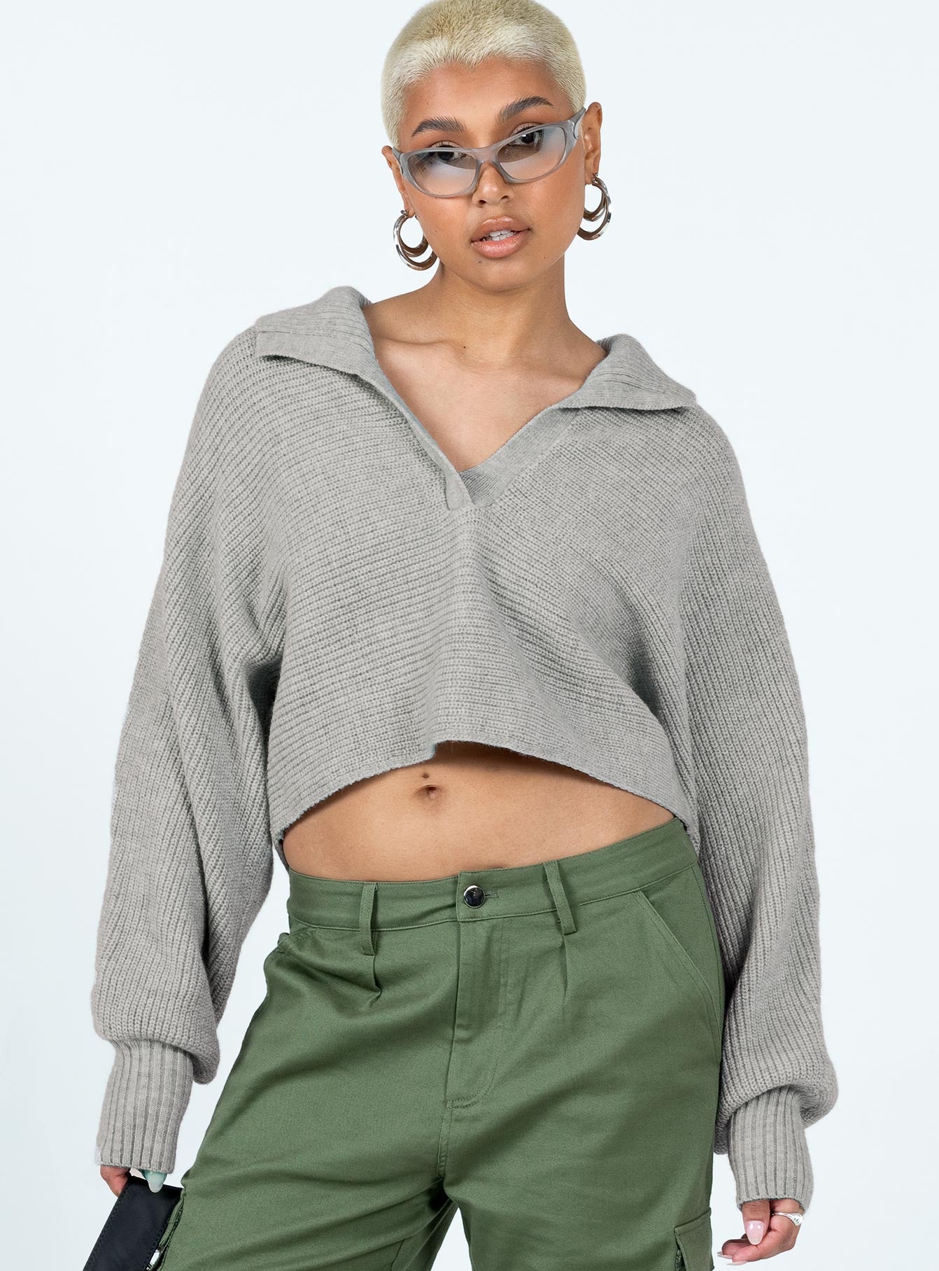 Tiara Cropped Sweater Grey