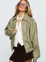 Jaxton Faux Leather Jacket Taupe