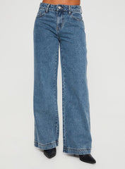 Jankins Low Rise Straight Leg Jeans Mid Wash