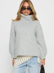 Let Love In Knit Sweater Grey