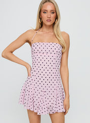 Delamere Mini Dress Pink / Black Polka Dot