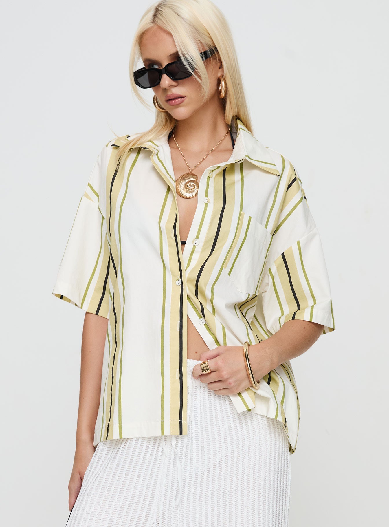 Karyn Top White / Yellow Stripe