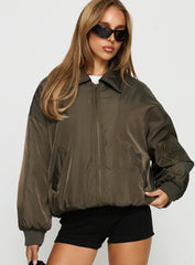 Say Less Bomber Jacket Khaki