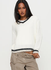 Federation V Neck Knit Sweater White