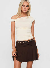 Amryn Eyelet Mini Skirt Brown