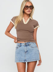 Nicolina Low Rise Denim Mini Skirt Ice Blue Wash
