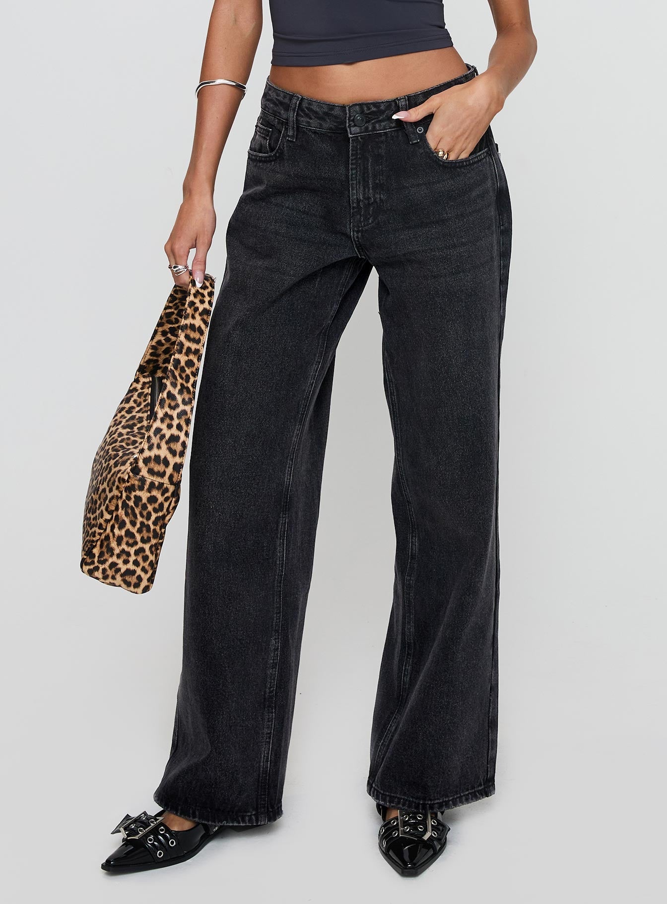 Serenitia Mid Rise Straight Leg Jeans Washed Black Tall