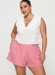 Beach House Shorts Red / White Gingham Curve
