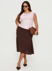 Lewish Low Rise Midi Skirt Chocolate Curve