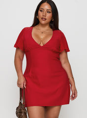 Florie Corset Mini Dress Red Curve