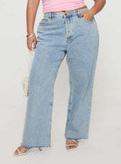 Fawcett High Rise Straight Leg Jeans Light Blue Wash Curve