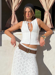 Alissea Keyhole Linen Blend Top White