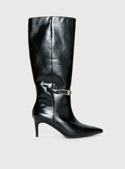 Glazed Knee High Boots Black