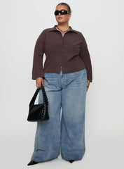 Anni Pinstripe Shirt Brown Curve