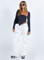 Miami Vice Mid Rise Straight Leg Cargo Pants White