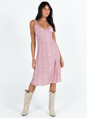 Georgia Midi Dress Pink Floral