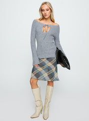 Luxie Tie Detail Knit Sweater Grey