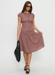 Alixandra Ruched Midi Skirt Red Check