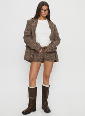 Ayvanna Mini Shorts Brown Check