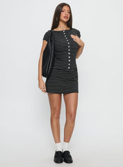 Angellina Jersey Button Down Top Stripe
