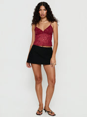 Halima Bead Detail Cami Top Red