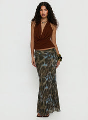 Caviar Tie Maxi Skirt Leopard