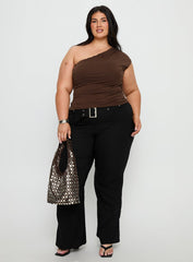 Kortnee Eyelet Detail Flare Leg Pants Black Curve