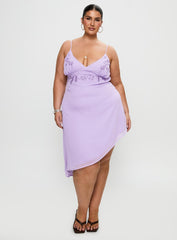Secret Gardens Asymmetrical Midi Dress Purple Curve