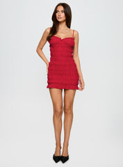 Agent Of Love Shirred Mini Dress Red