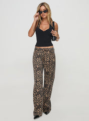 Top Model Low Rise Straight Leg Jeans Leopard