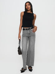 Henesey High Rise Straight Leg Jeans Washed Grey