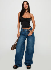 Duster Mid Rise Baggy Jeans Dark Wash