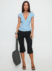 Dalanna Cap Sleeve Top Blue Polka