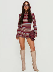 Jamima Long Sleeve Knit Playsuit Multi Stripe