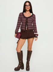 Aniha Top Glitter Knit Top Purple Stripe