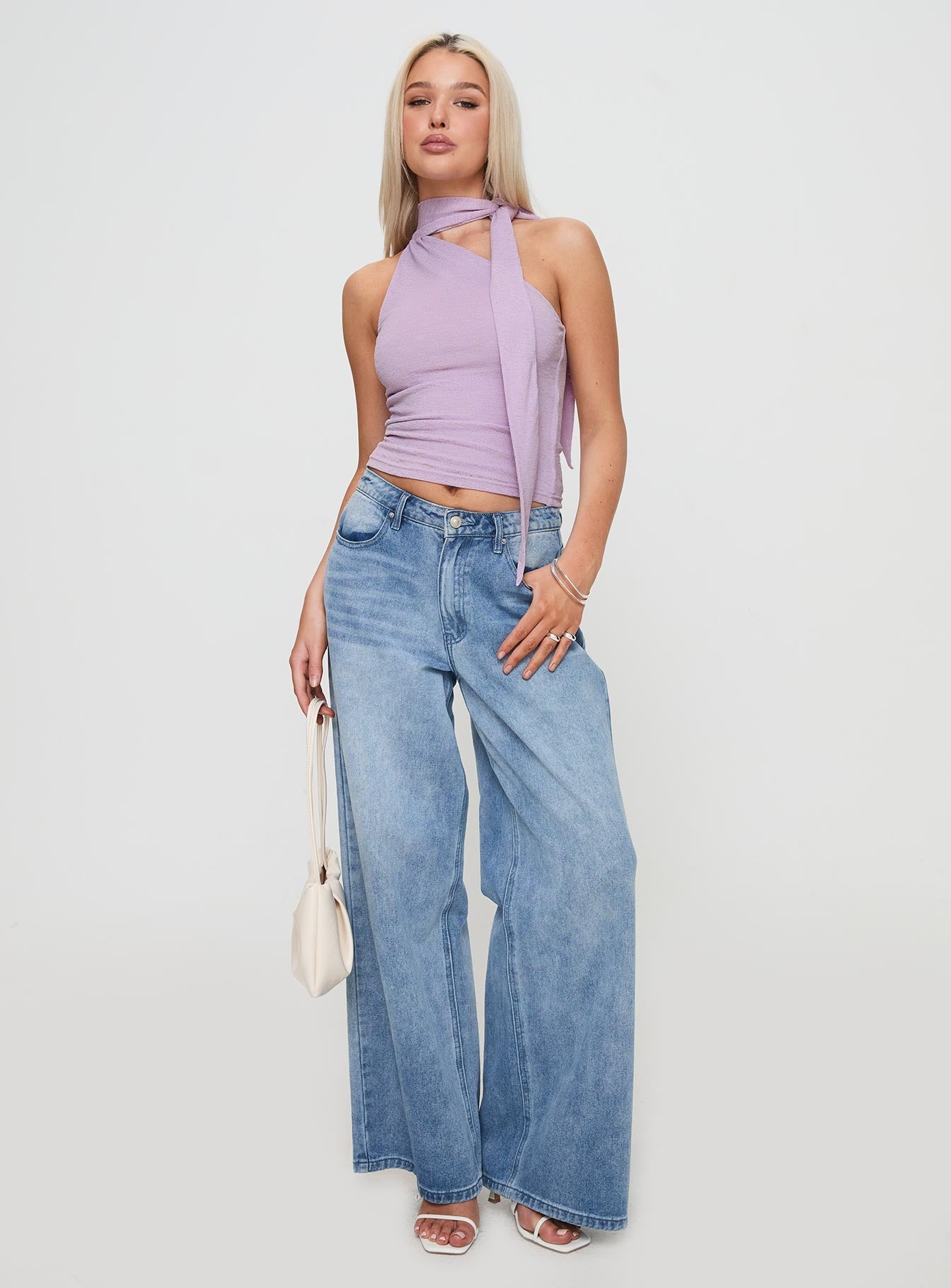 Anderstone Neck Tie Top Purple