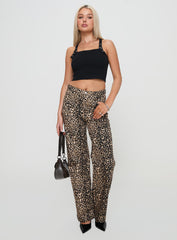 Pezzi Mid Rise Straight Leg Jeans Leopard