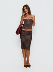 Somani Layered Corset Top Brown / Pink Polka Dot