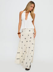 Cinnamon Embroidered Maxi Skirt Cream / Navy