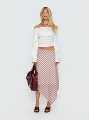 Gwenora Asymmetrical Midi Skirt Pink Stripe