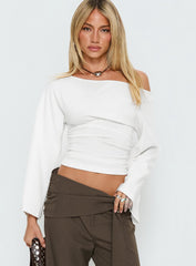 Anastasie Off Shoulder Long Sleeve Top White