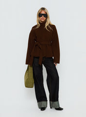 Tameeka Funnel Neck Coat Brown