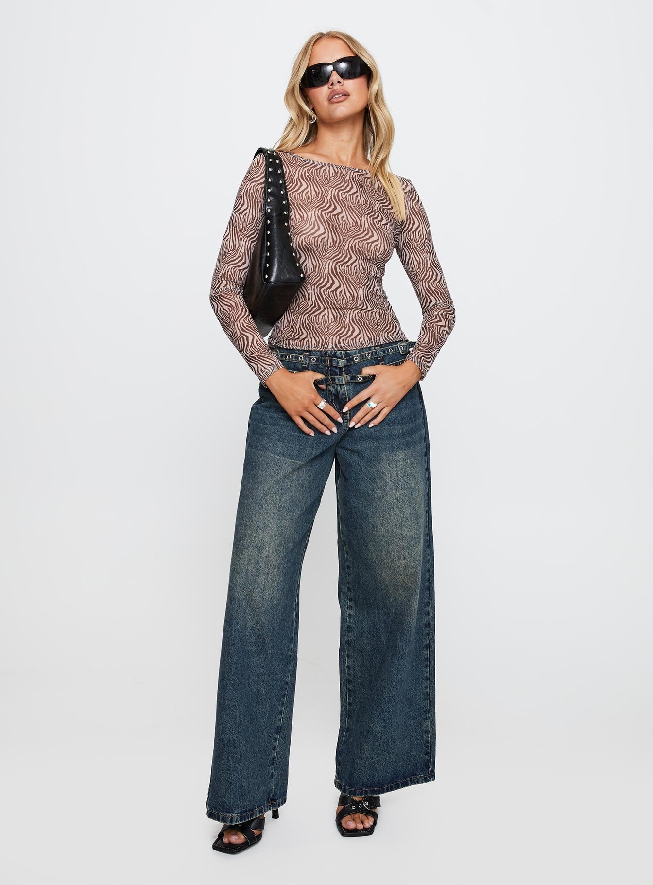 Believe Me Long Sleeve Top Zebra