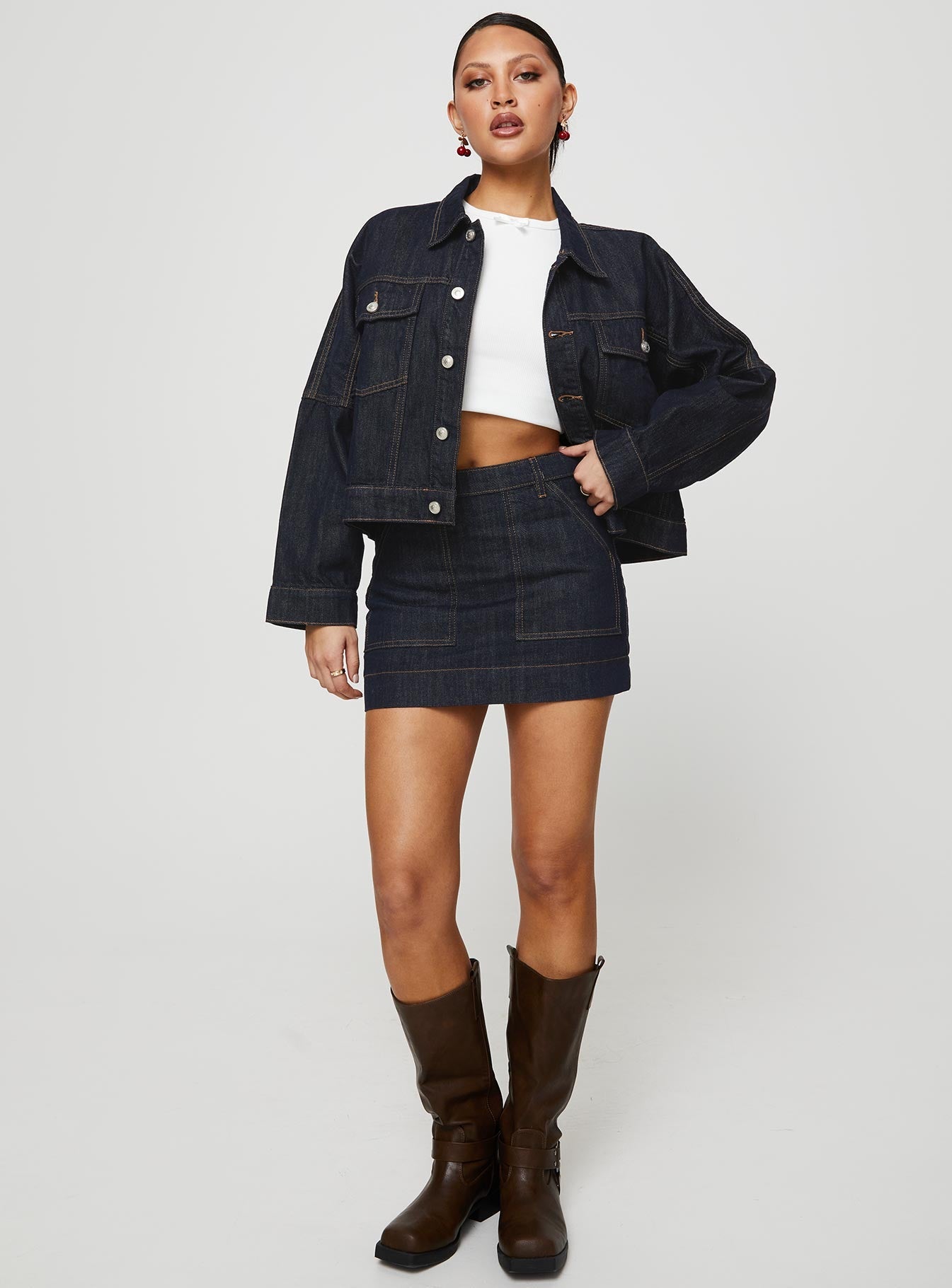 Hughes Mini Skirt Dark Wash Denim Petite