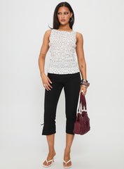 Marleene Shirred Top White Polka