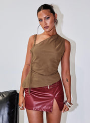 De Tigre Belted Mini Skirt Red