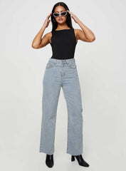 Kalinda High Rise Straight Leg Jeans Blue