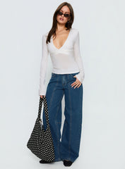 Lando Low Rise Straight Leg Jeans Mid Blue Wash