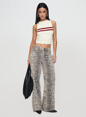 Top Model Low Rise Straight Leg Jeans Leopard Fade
